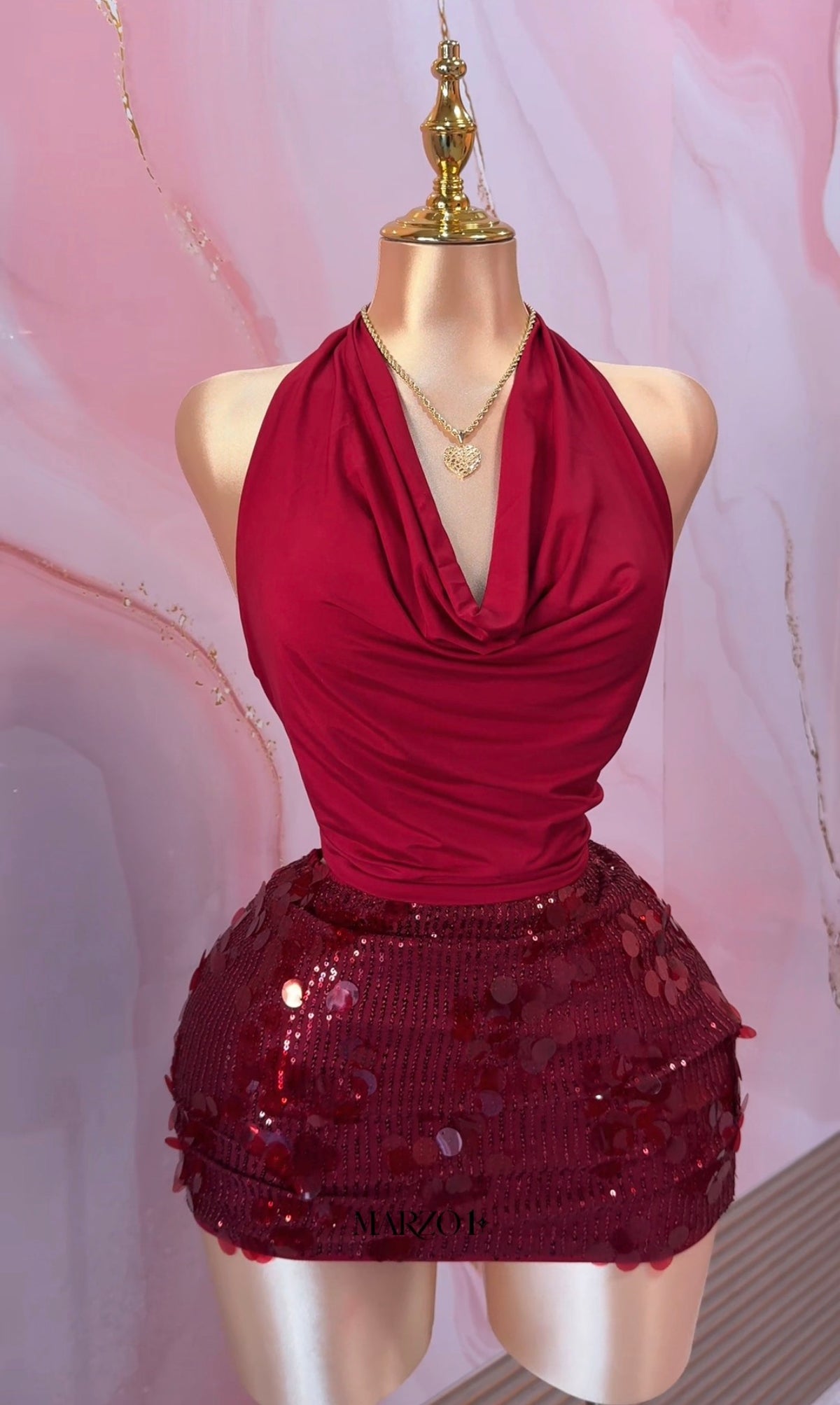 Burgundy Sequin Skirt